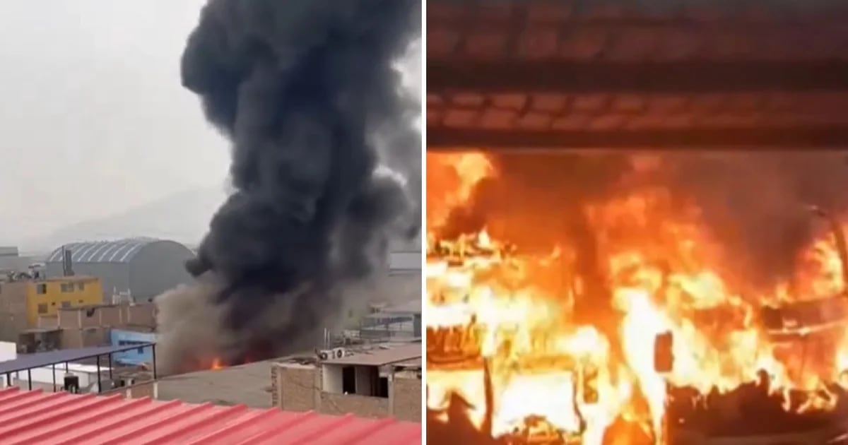 Incendio en Ate: una persona resultó herida en siniestro de gran magnitud en taller mecánico de buses