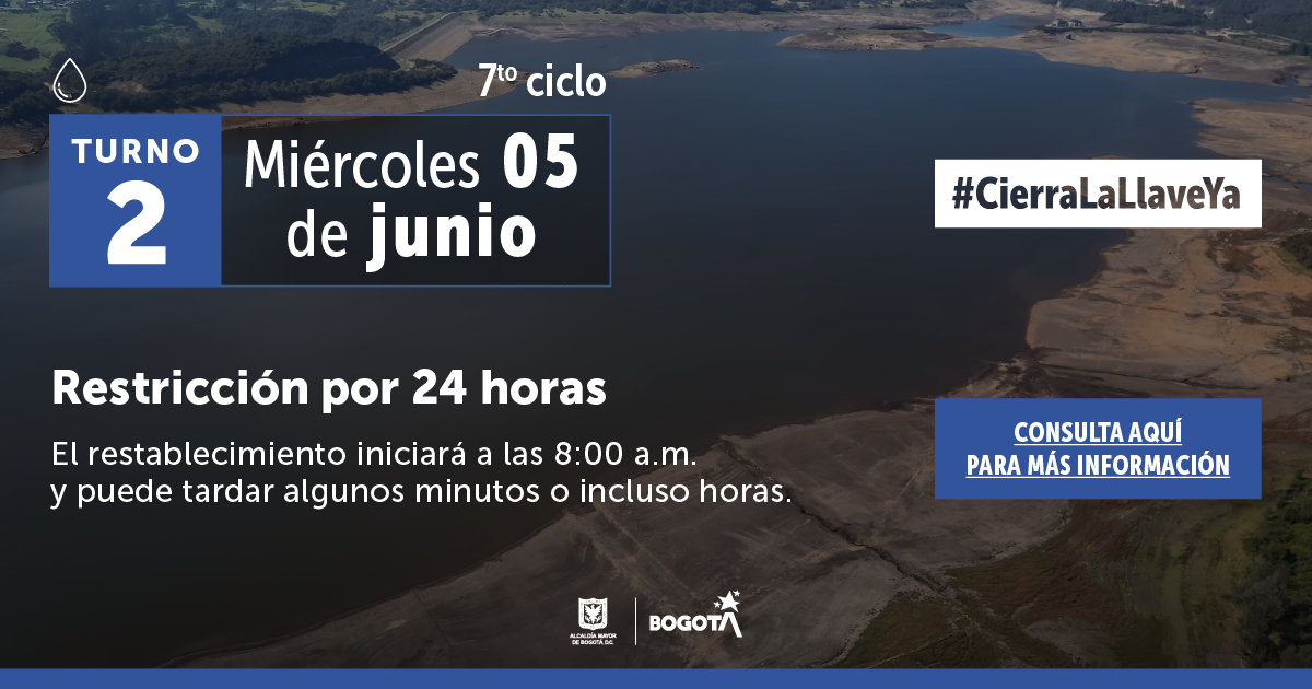 Barrios en Fontibón, Engativá y Cota con racionamiento de agua este 5 de junioBarrios con racionamiento de agua este 5 de junio 2024 