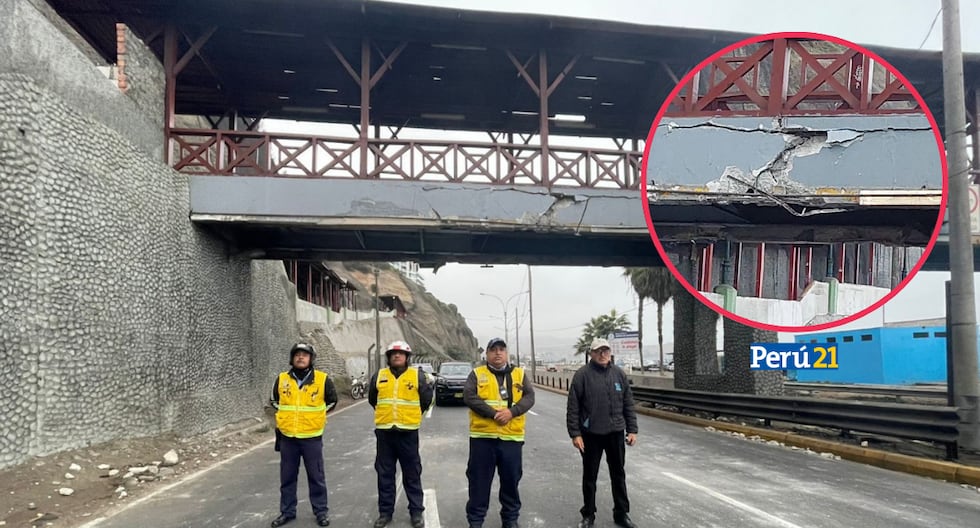 Cierran Costa Verde en dirección Chorrillos-Barranco por choque de trailer con puente